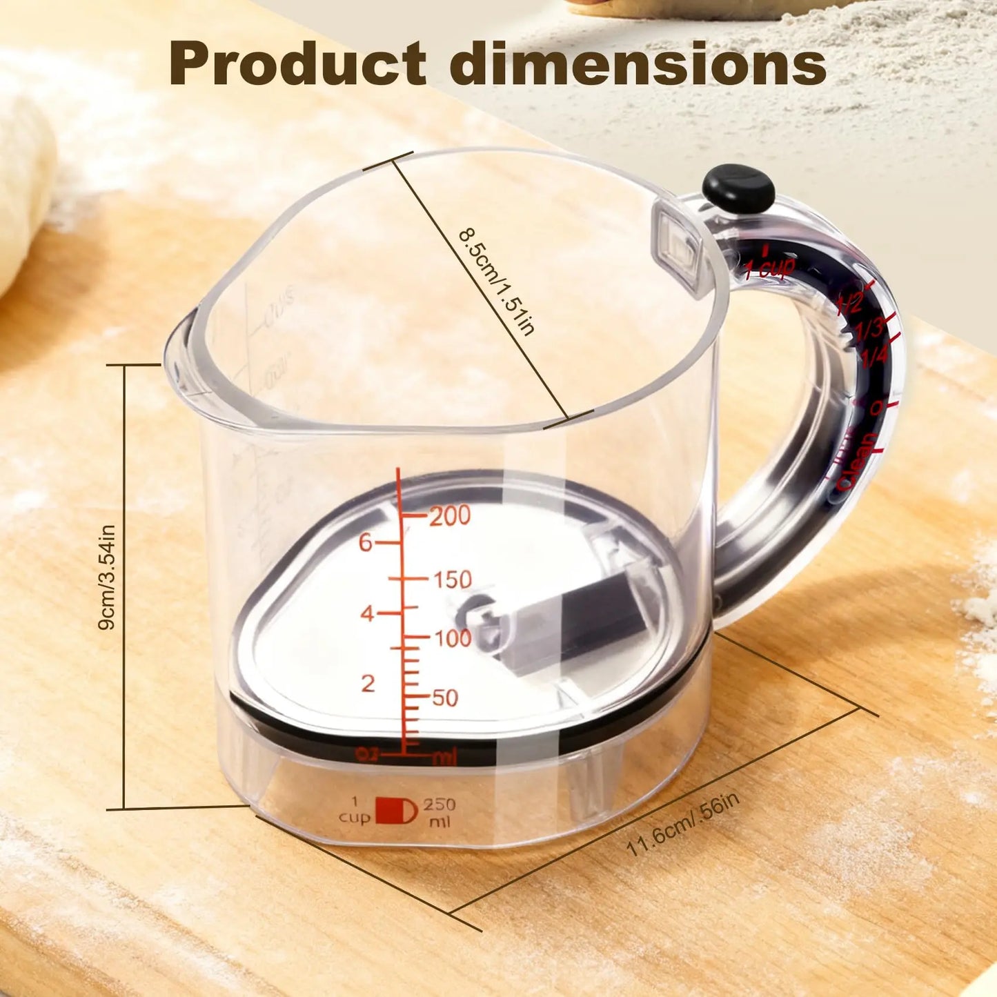 Adjustable Measuring Cup Multi-Functional Measuring Cup with Scraper-Style Seal Base Measurings Cube Cups for Cooking Kitchen